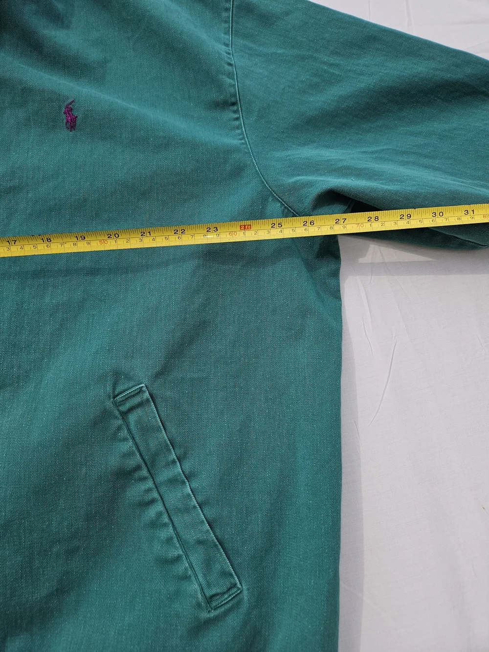 Rare Polo Ralph Lauren Green 100%cotton Zip Jacket XL Flip Collar Made In Canada